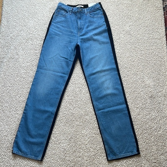 PACSUN Blue and Black Paneled Boyfriend High-Rise Jeans NWT Size 27 - Picture 2 of 13